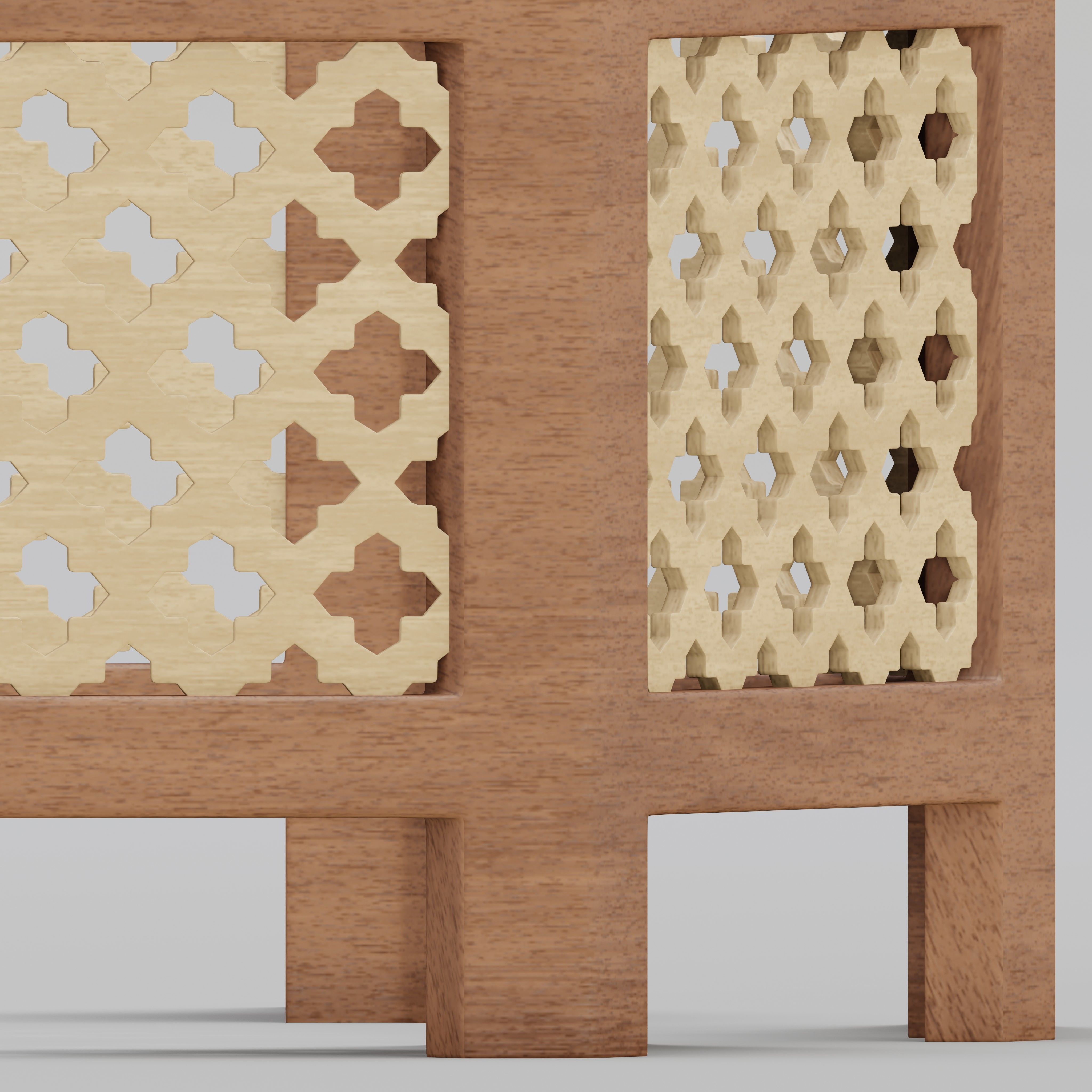 Hexagonal ornate Moroccan table 3D model_1