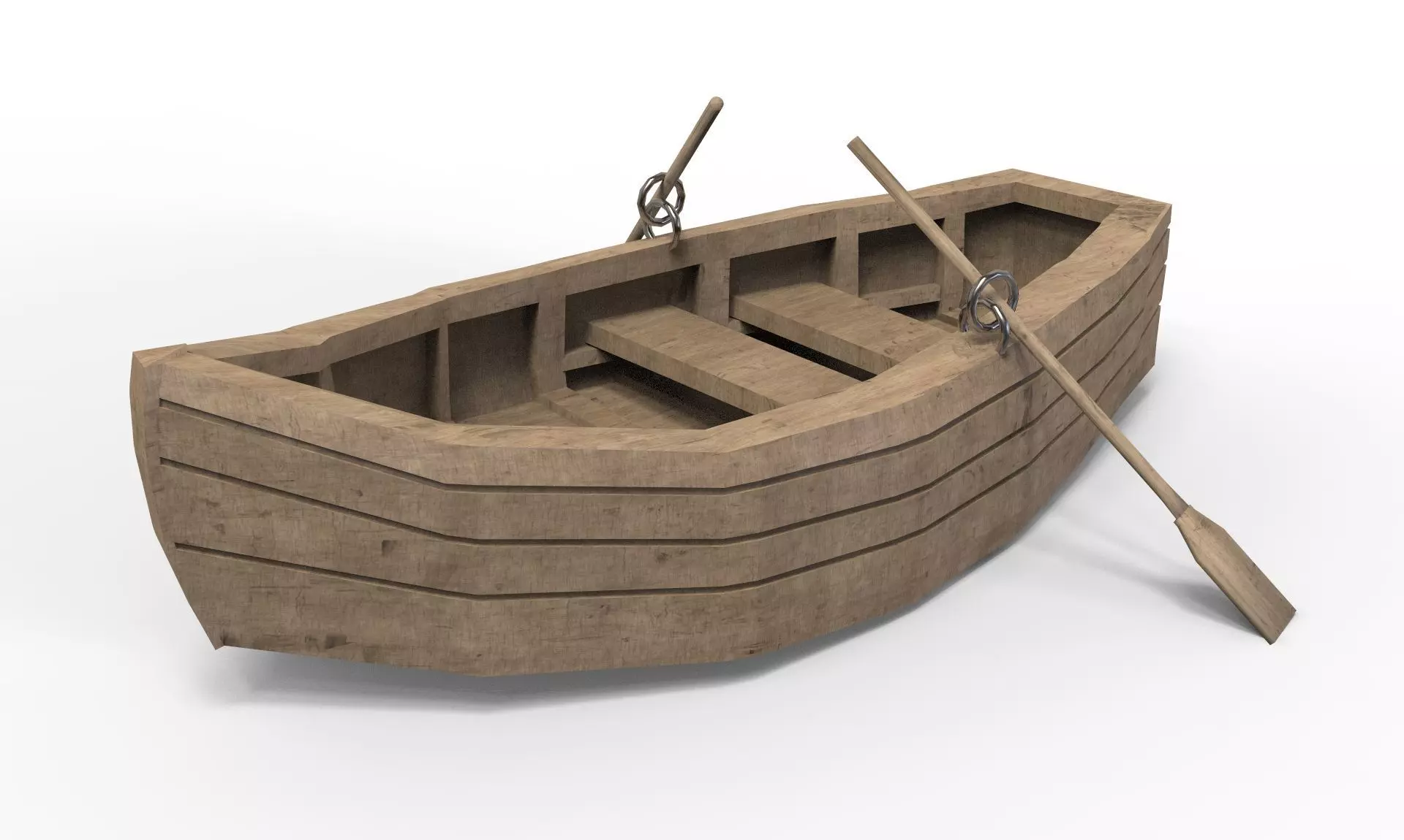 Wooden Boat Low-poly 3D model_0