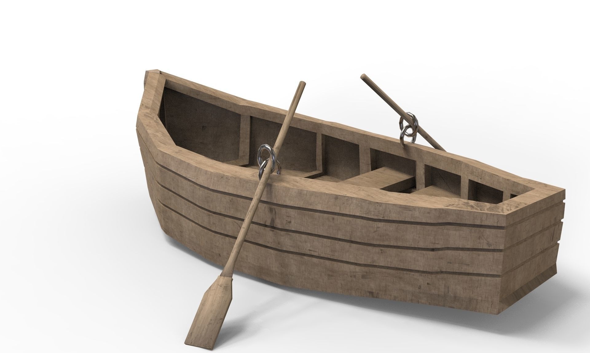 Wooden Boat Low-poly 3D model_3