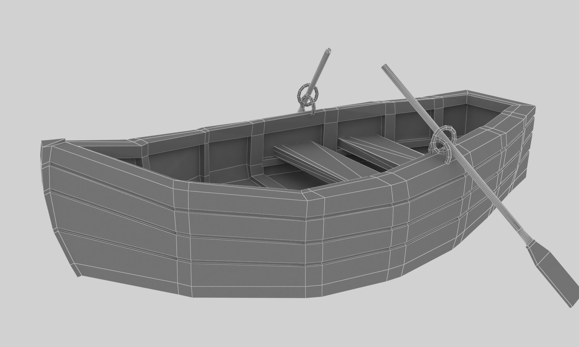 Wooden Boat Low-poly 3D model_5