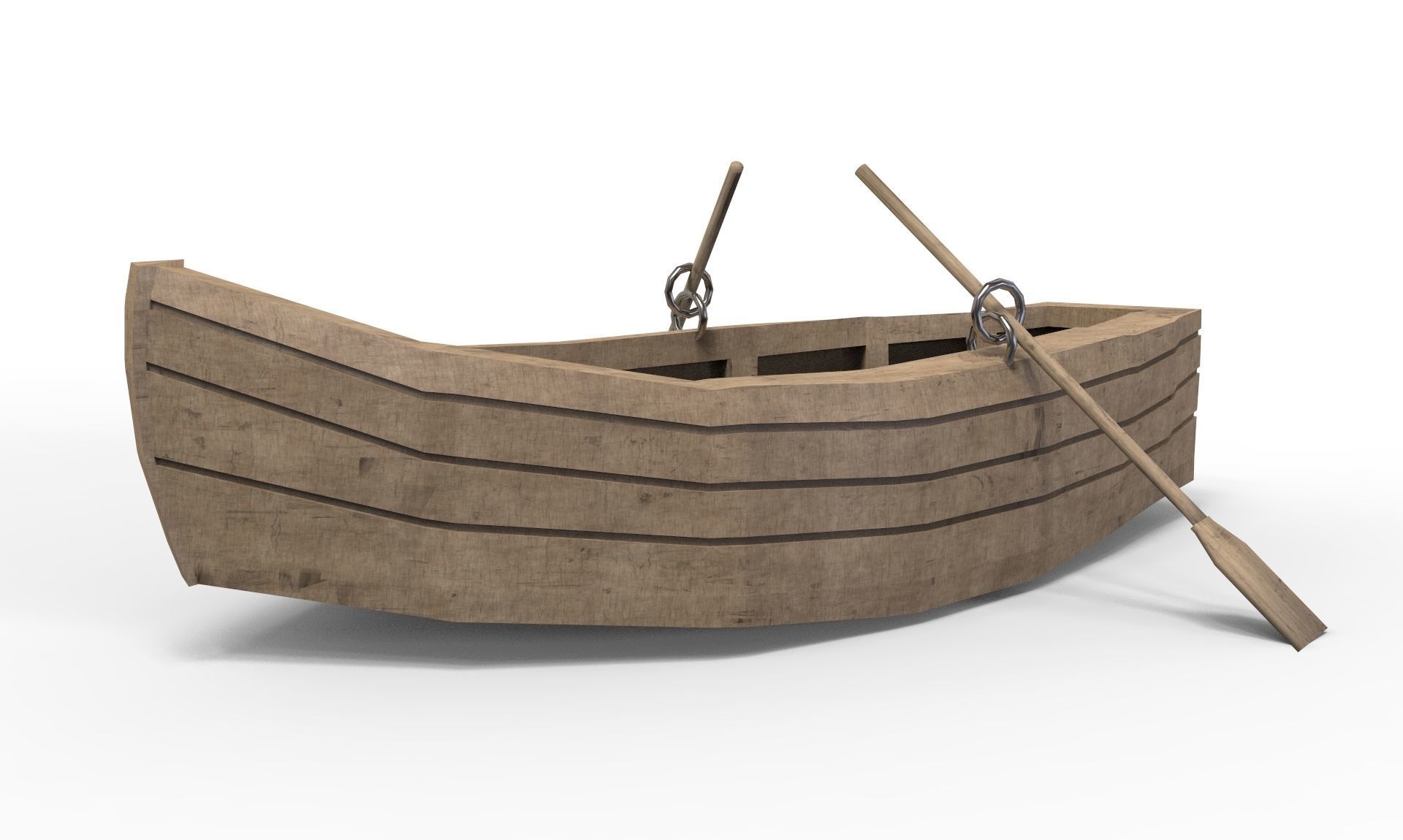 Wooden Boat Low-poly 3D model_2