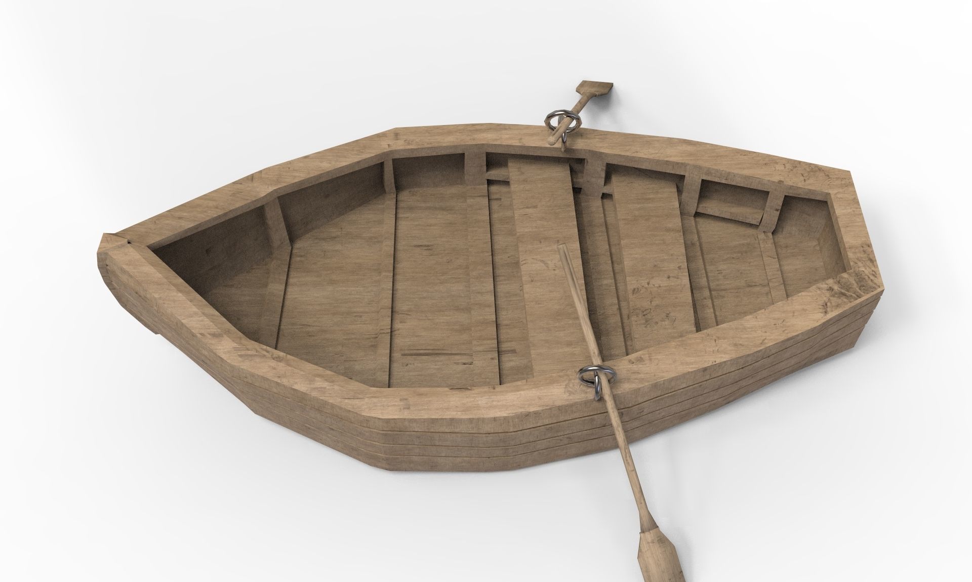 Wooden Boat Low-poly 3D model_4