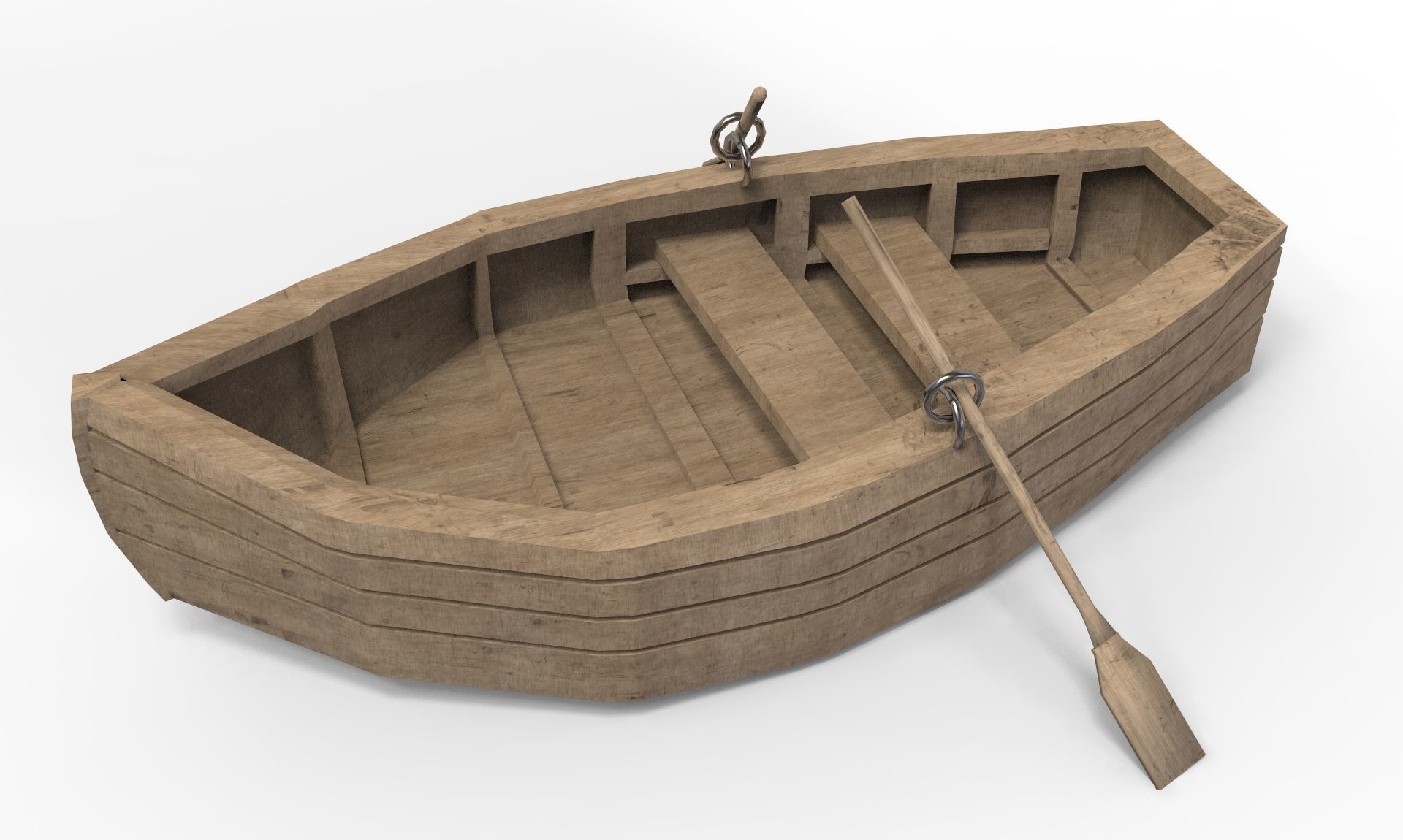 Wooden Boat Low-poly 3D model_1