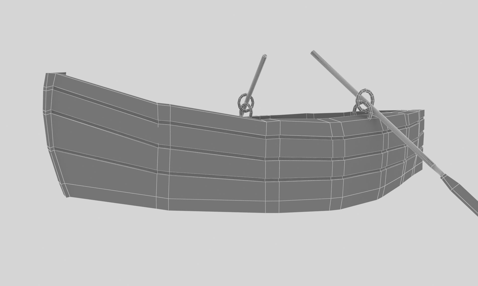 Wooden Boat Low-poly 3D model_6