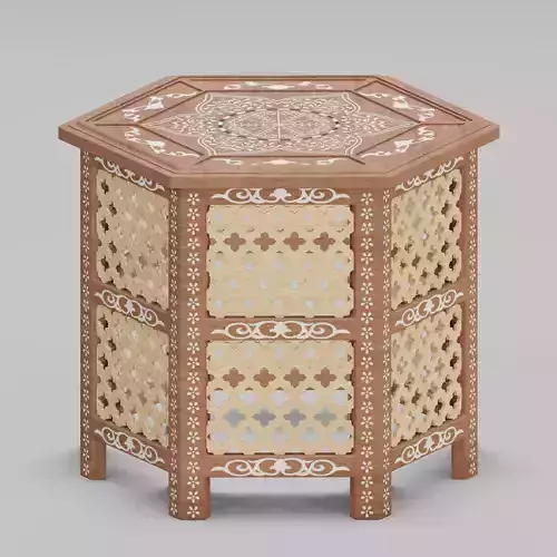Hexagonal ornate Moroccan table 02