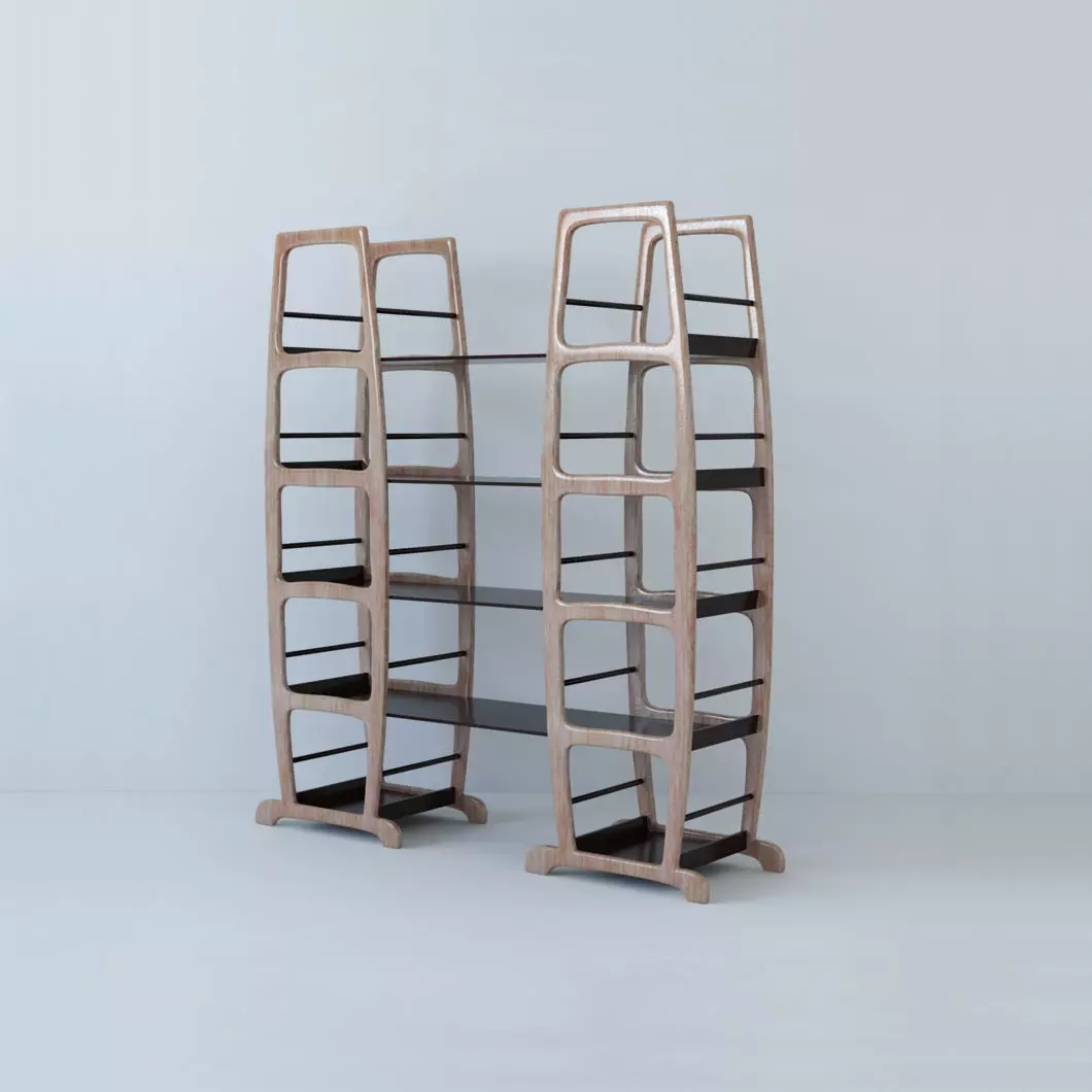 A low poly model of a bookcase Low-poly 3D model