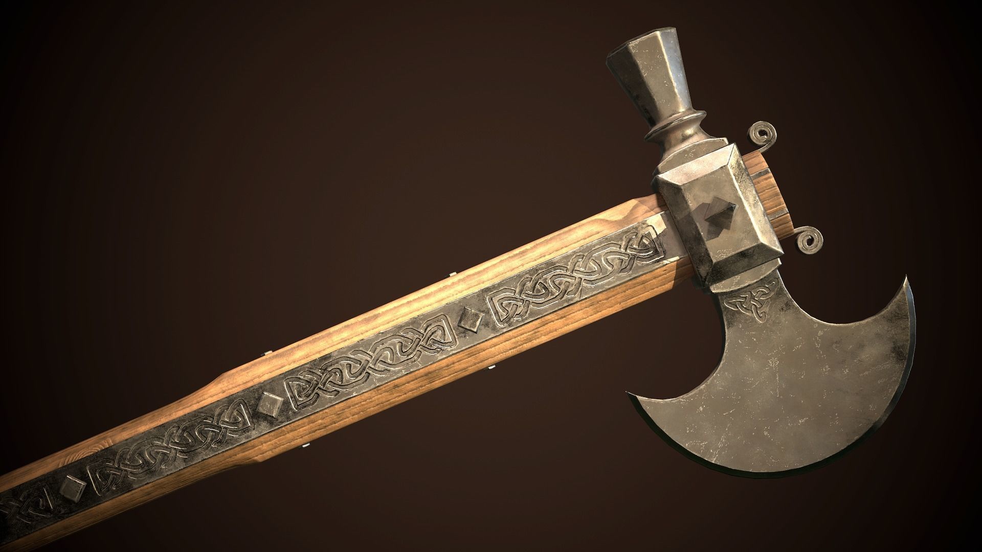 Battle Axe 01 Low-poly 3D model_8