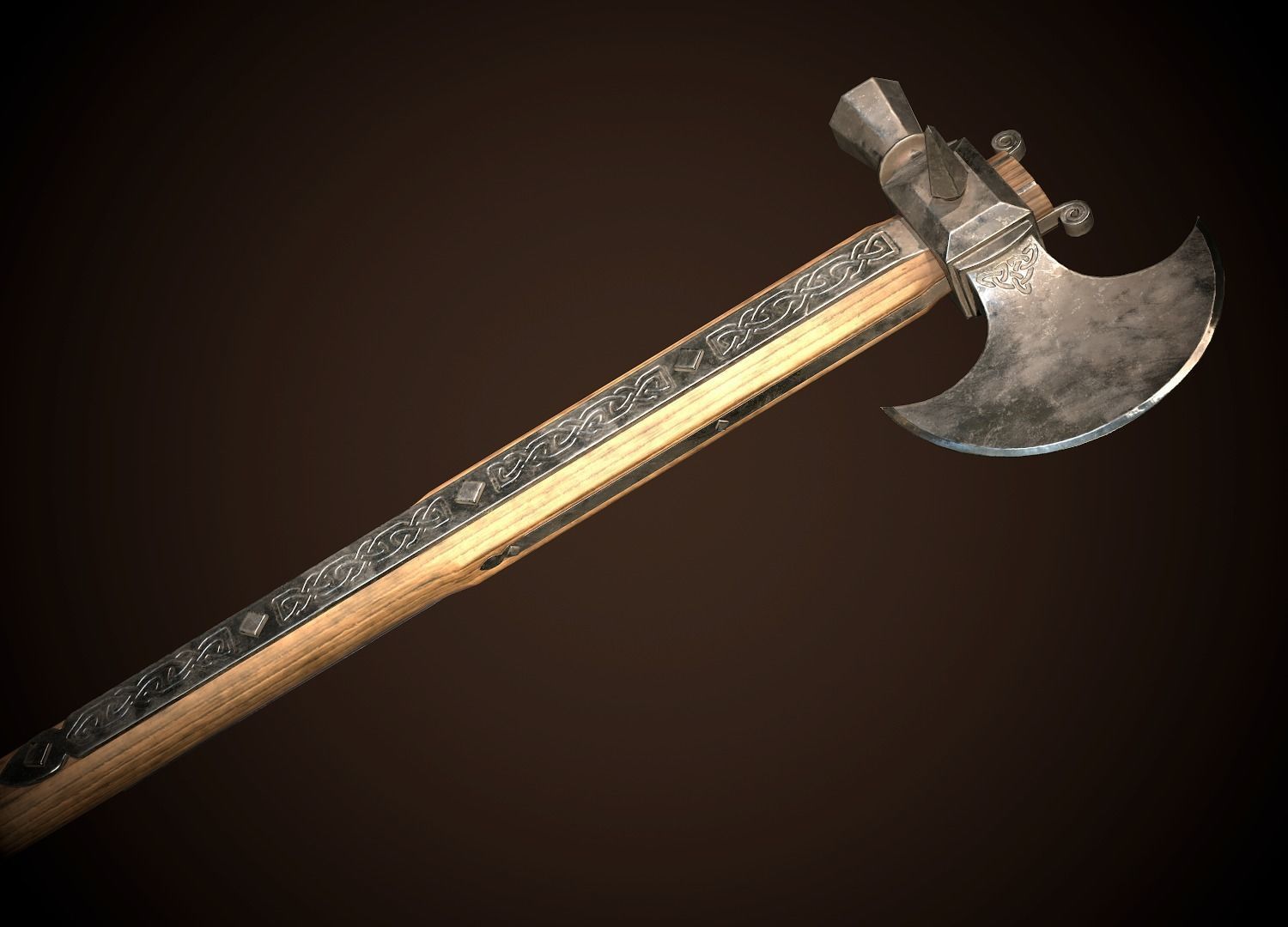 Battle Axe 01 Low-poly 3D model_3