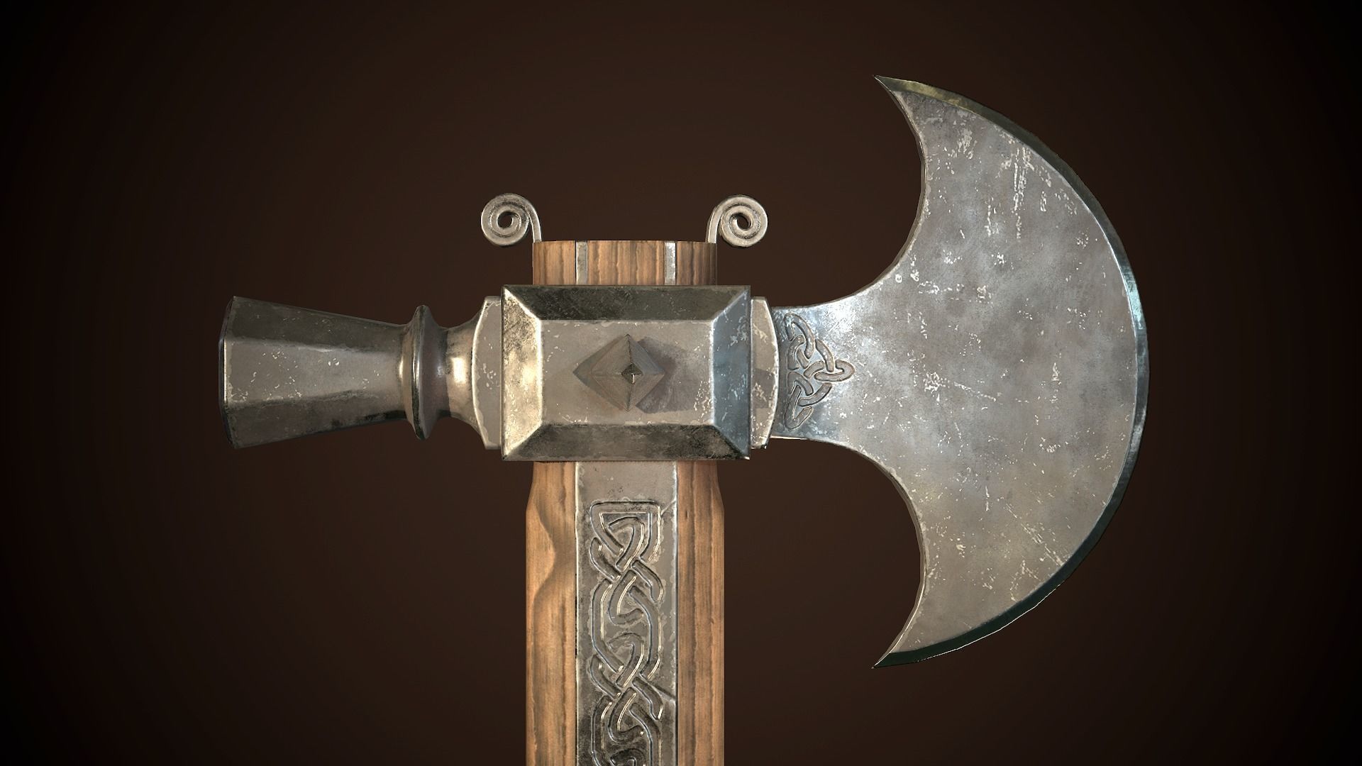 Battle Axe 01 Low-poly 3D model_11