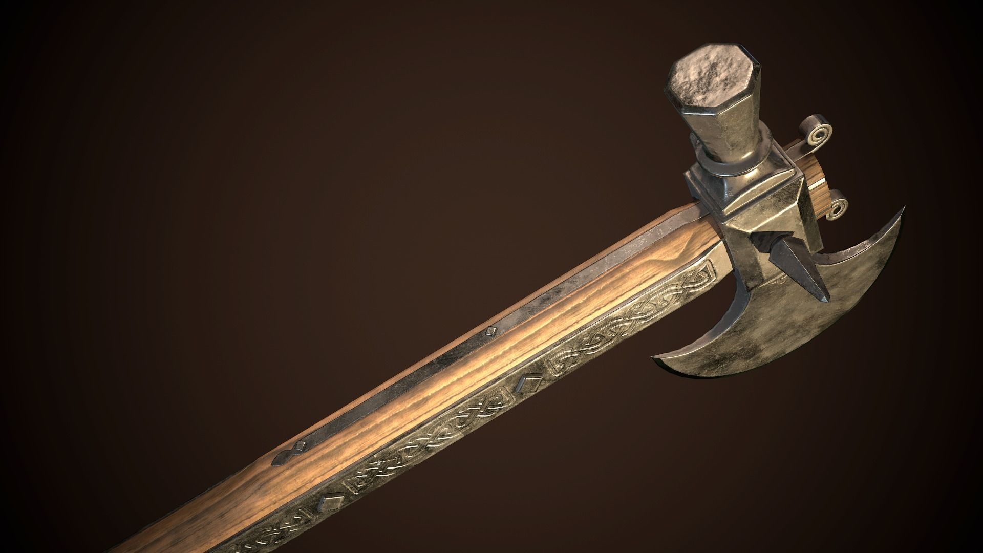 Battle Axe 01 Low-poly 3D model_10