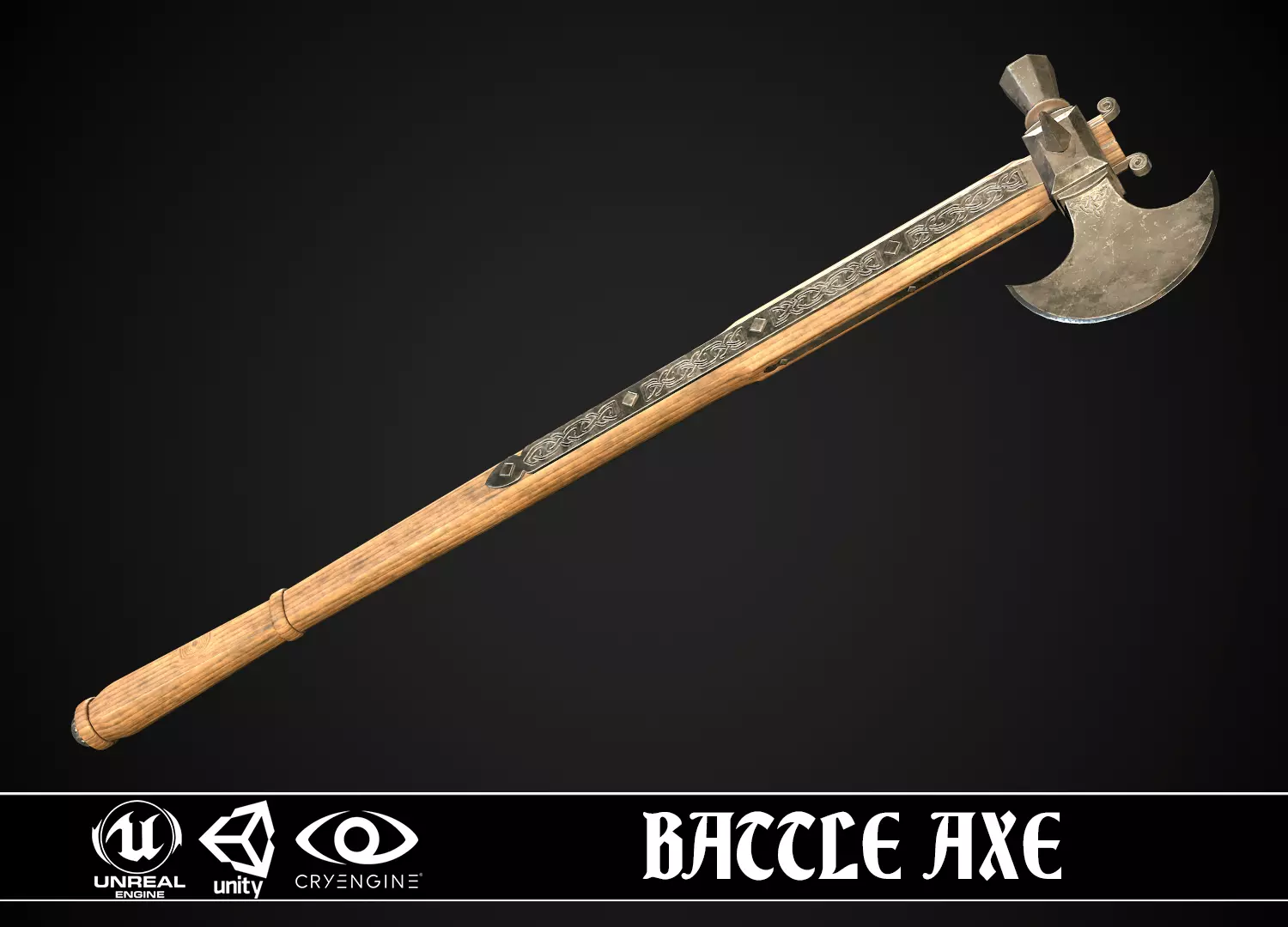 Battle Axe 01 Low-poly 3D model_0