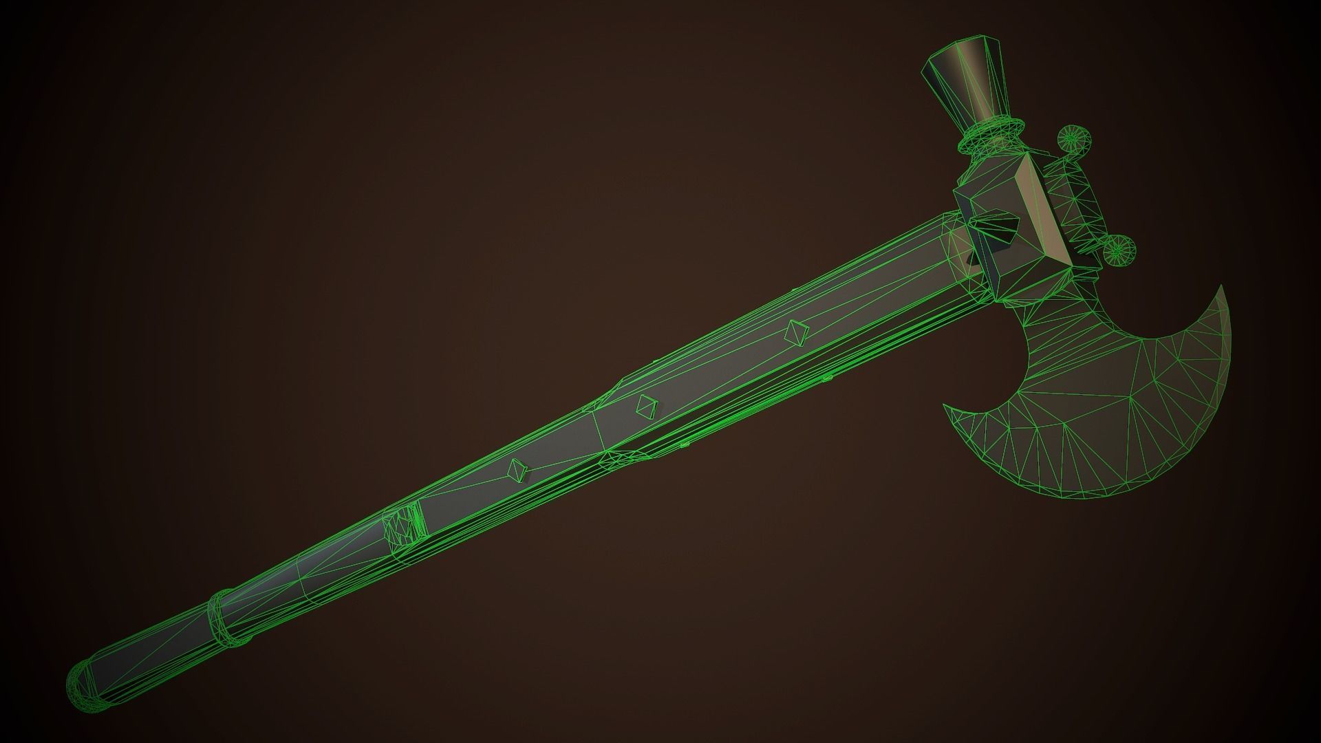 Battle Axe 01 Low-poly 3D model_14