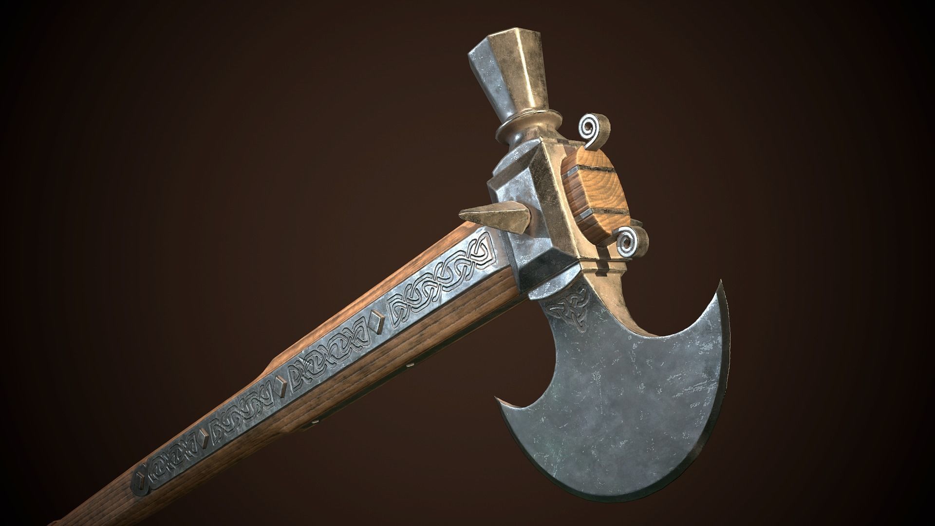 Battle Axe 01 Low-poly 3D model_9