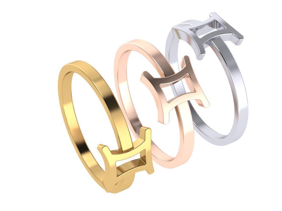Twins ring zodiac 3D print model_9