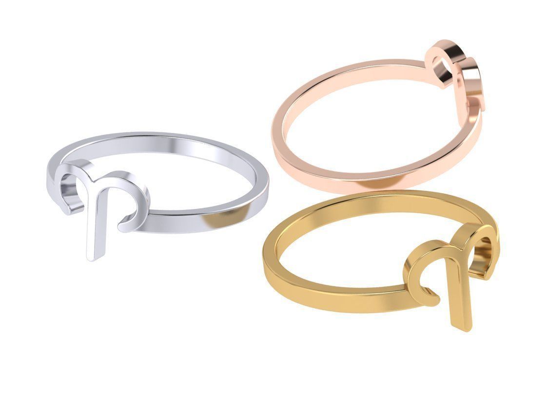Aries ring zodiac 3D print model_10