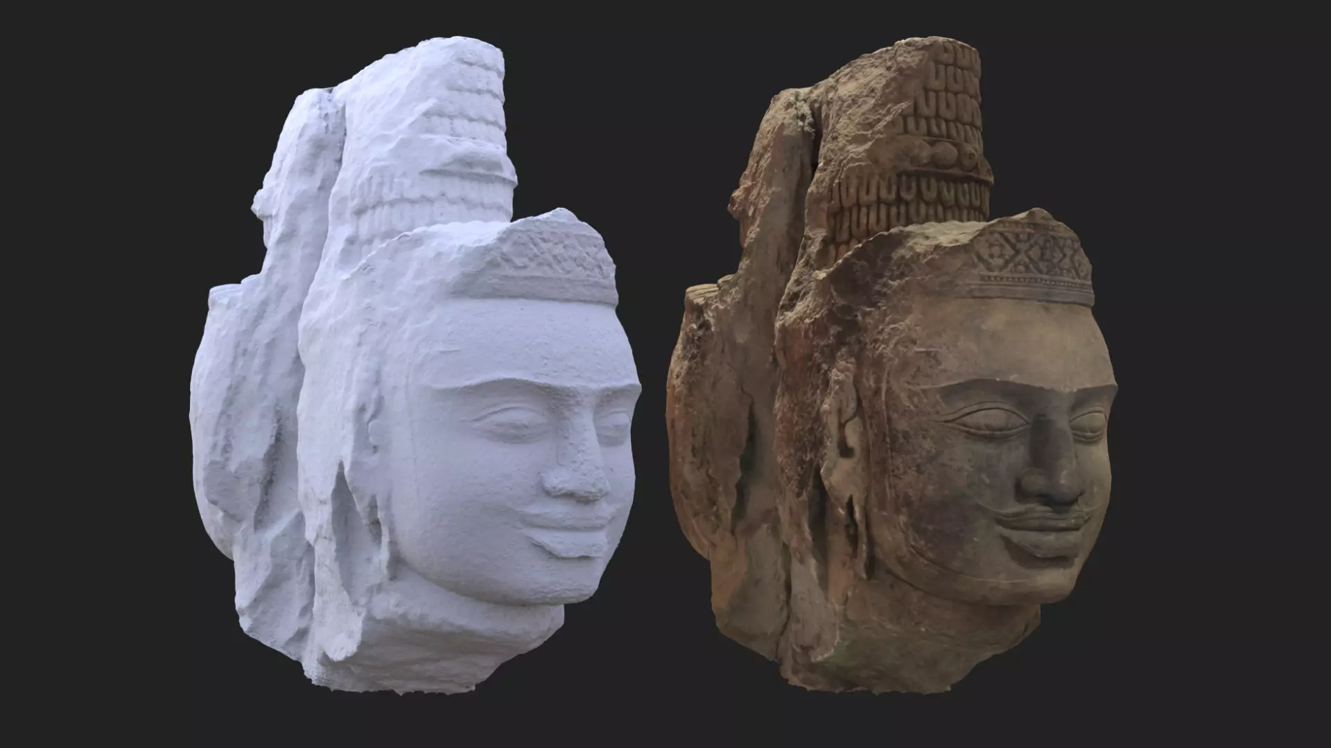 Brahma heads Cambodia Angkorian artifacts 3D Scan 3D model