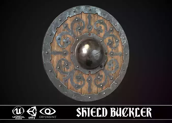 Shield Buckler 01 Low-poly 3D model