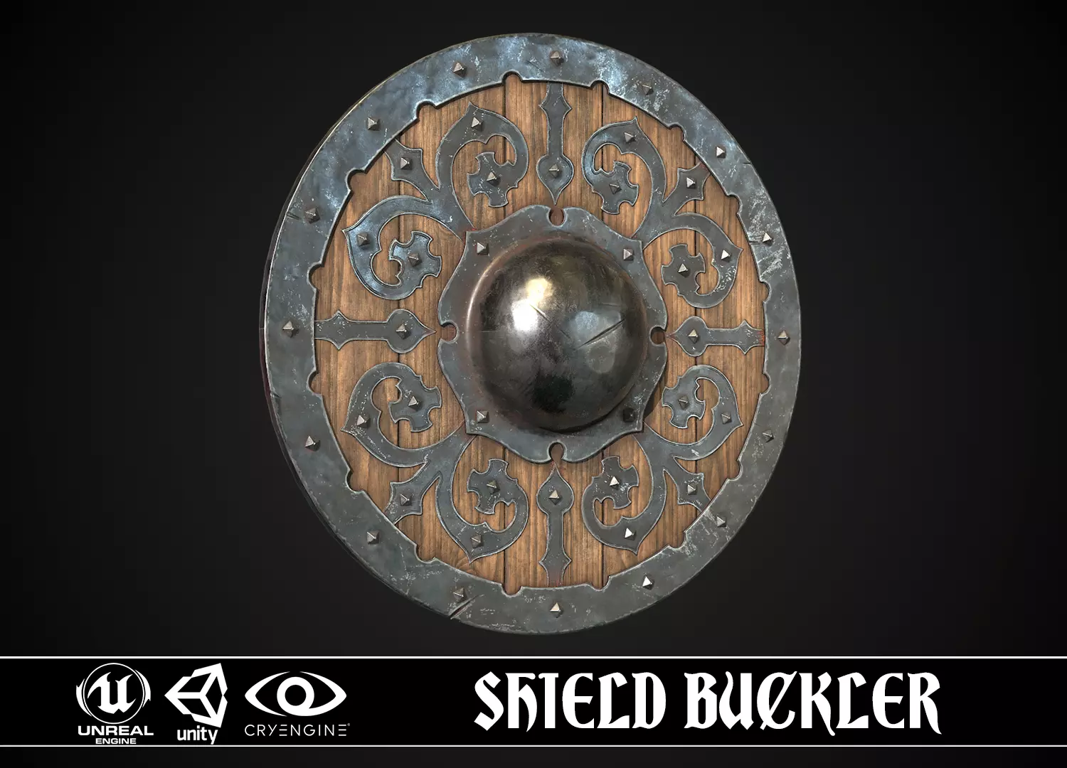 Shield Buckler 01 Low-poly 3D model_0