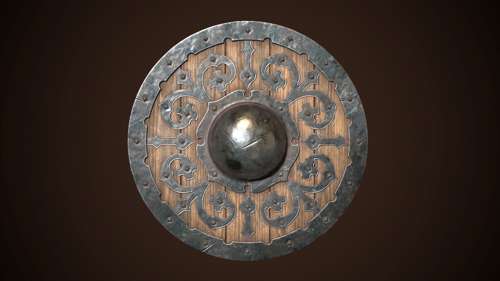 Shield Buckler 01 Low-poly 3D model_1