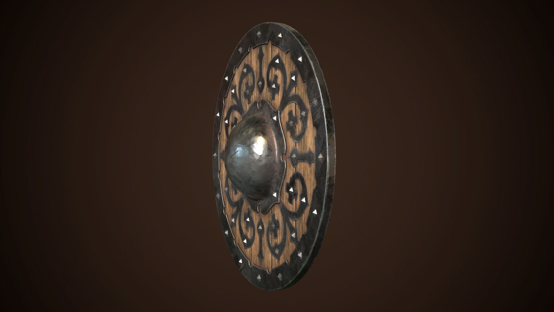 Shield Buckler 01 Low-poly 3D model_3