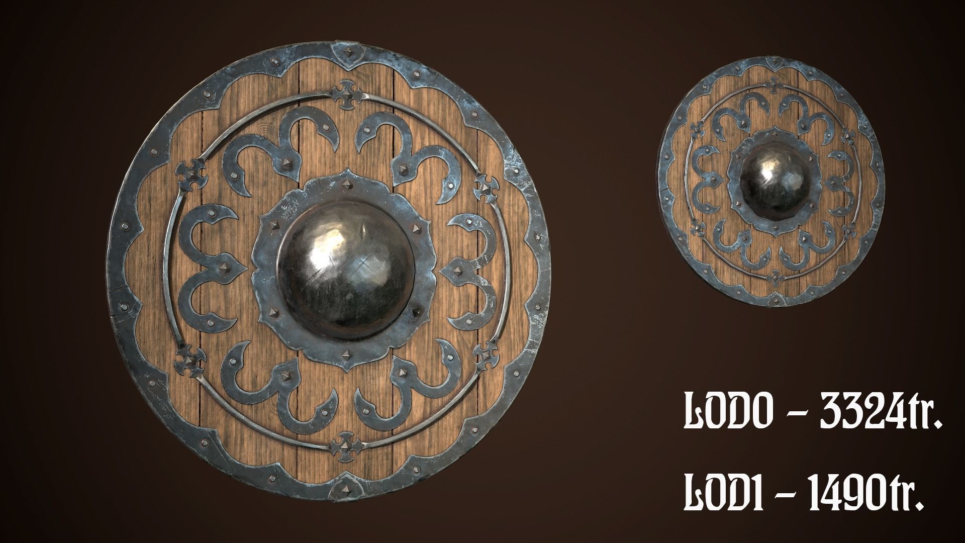 Shield Buckler 02 Low-poly 3D model_9