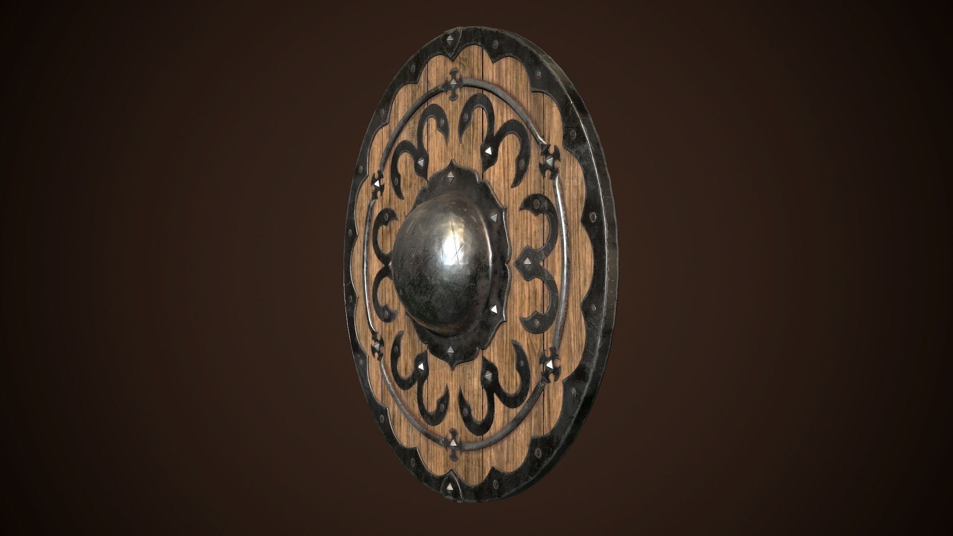 Shield Buckler 02 Low-poly 3D model_4