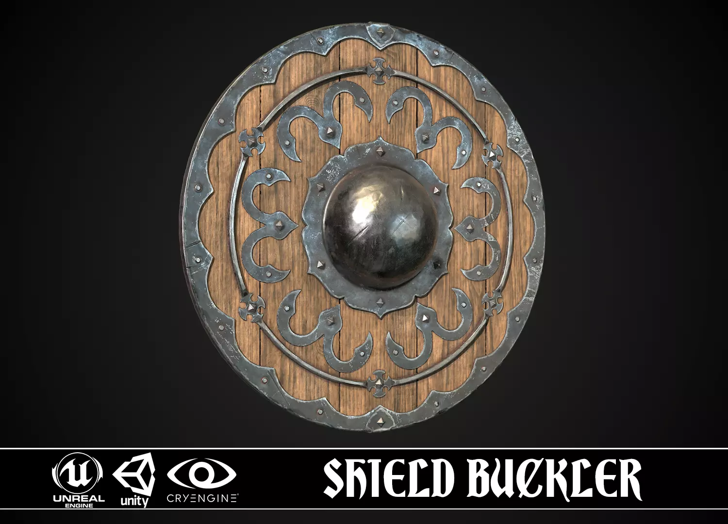 Shield Buckler 02 Low-poly 3D model_0