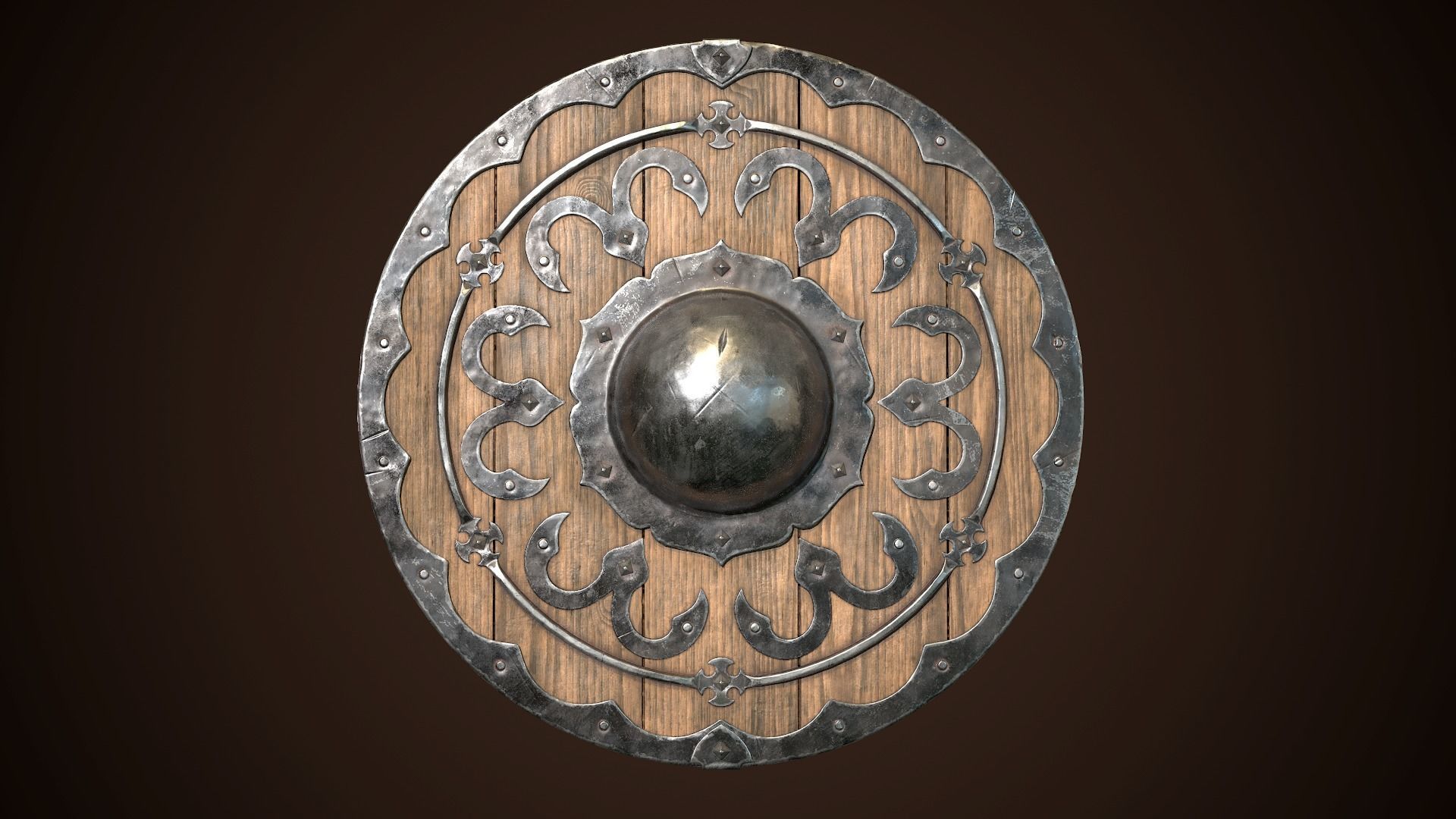 Shield Buckler 02 Low-poly 3D model_2