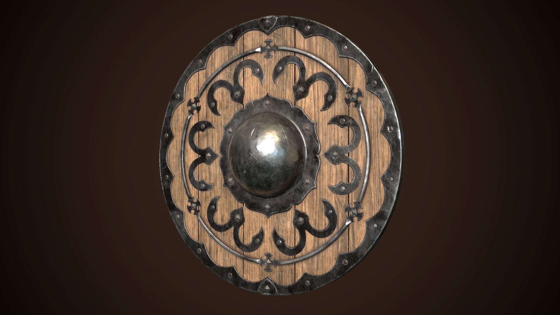 Shield Buckler 02 Low-poly 3D model_3