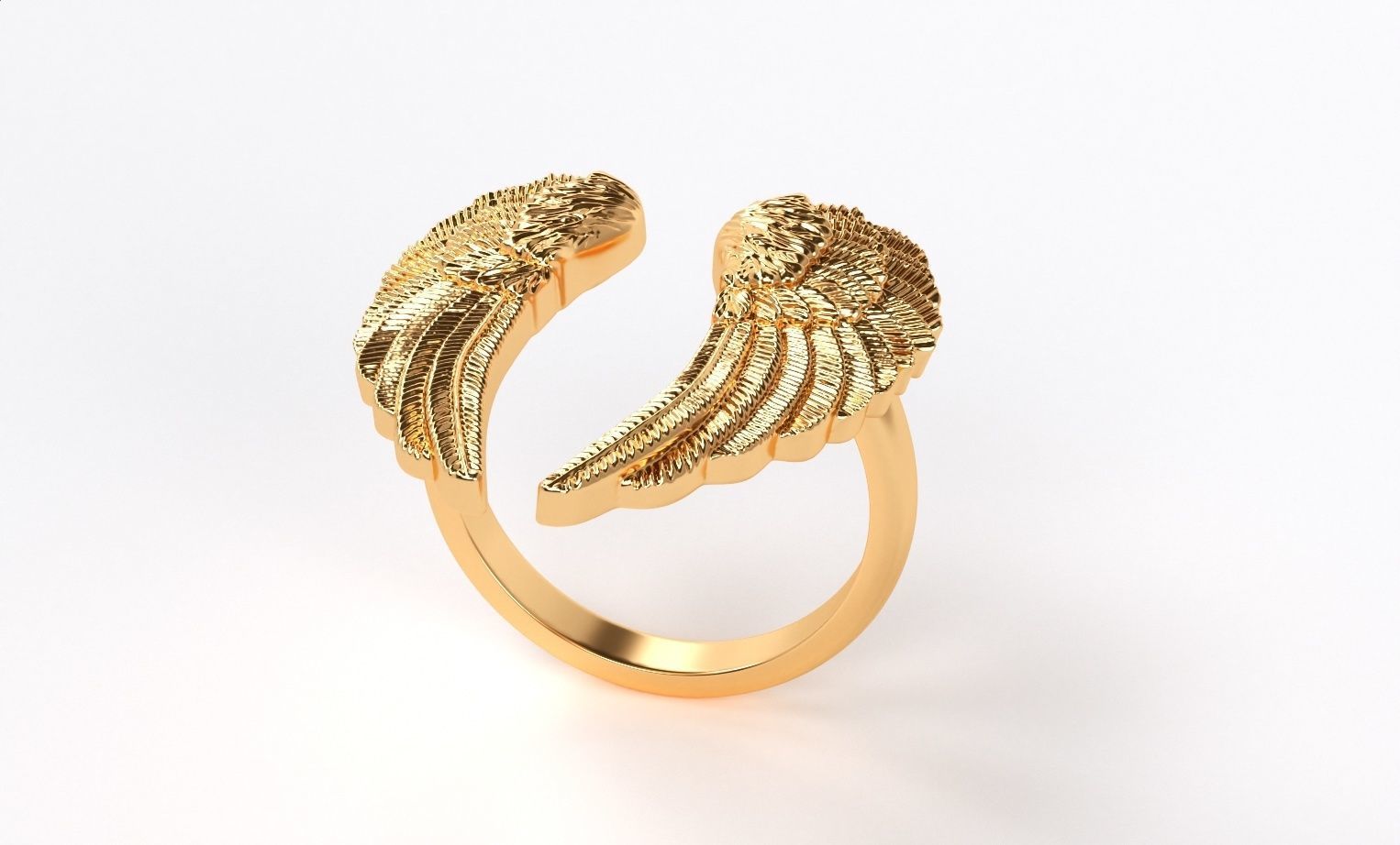 womanly wings ring  gold or oxidized silver 3D print model_3