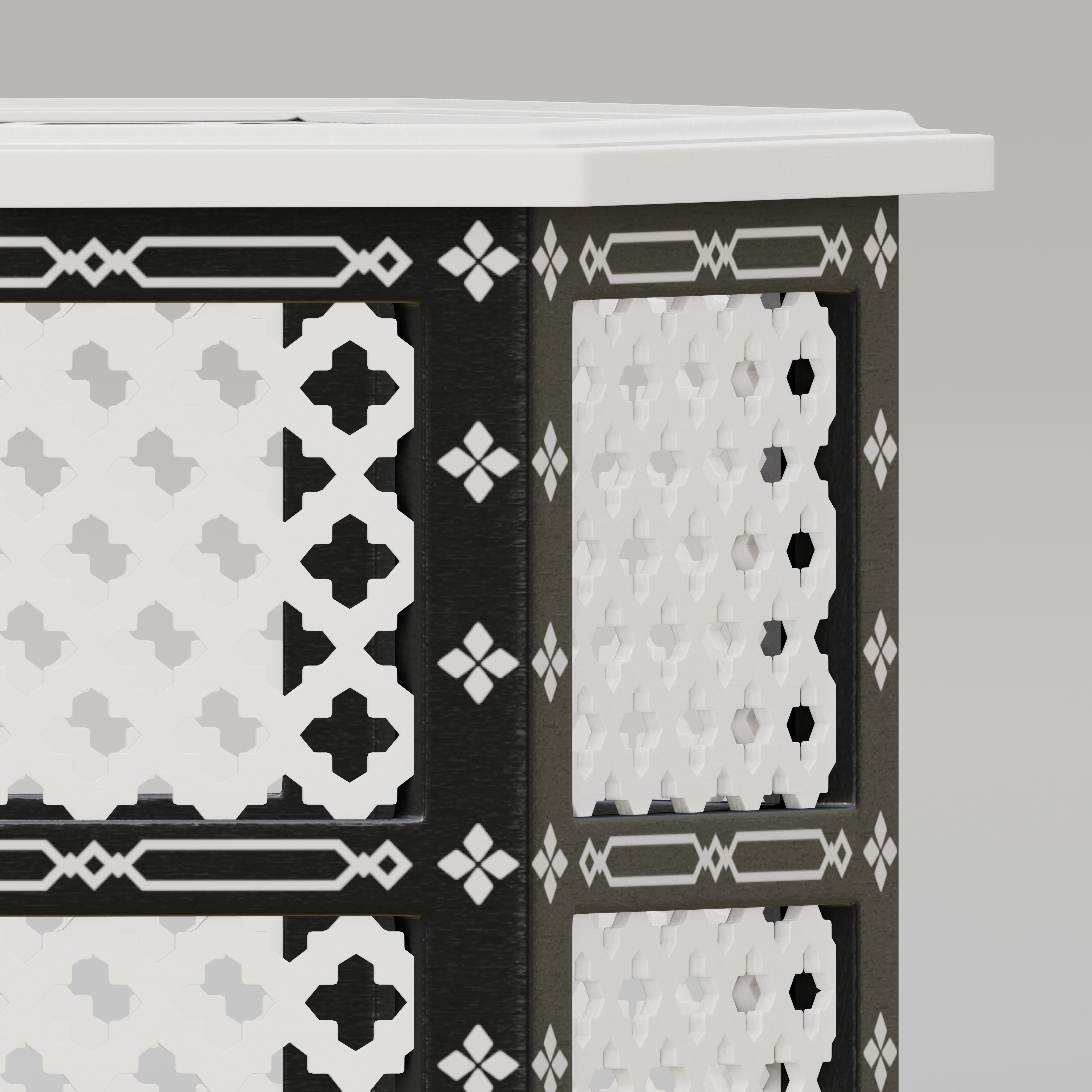 Hexagonal ornate Moroccan table 03 3D model_2