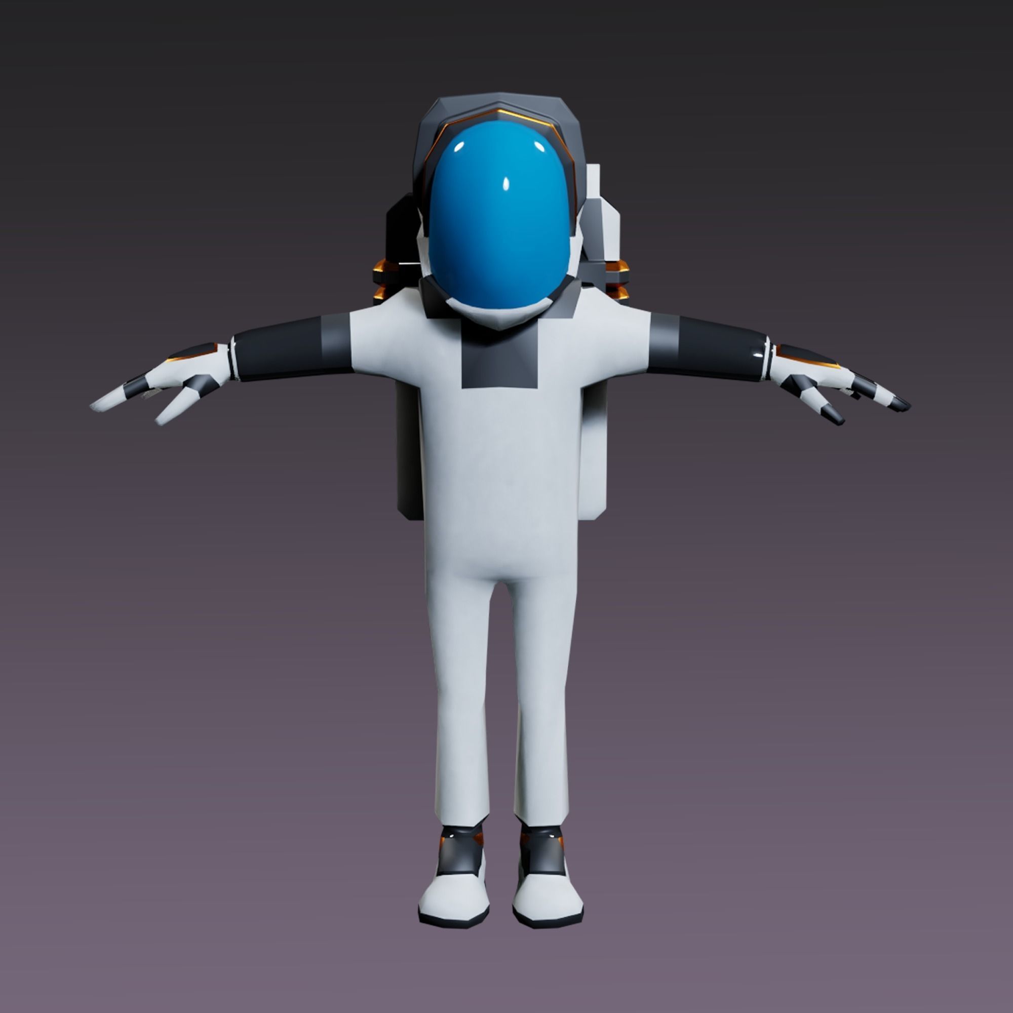 Stylized Astronaut Low-poly 3D model_2