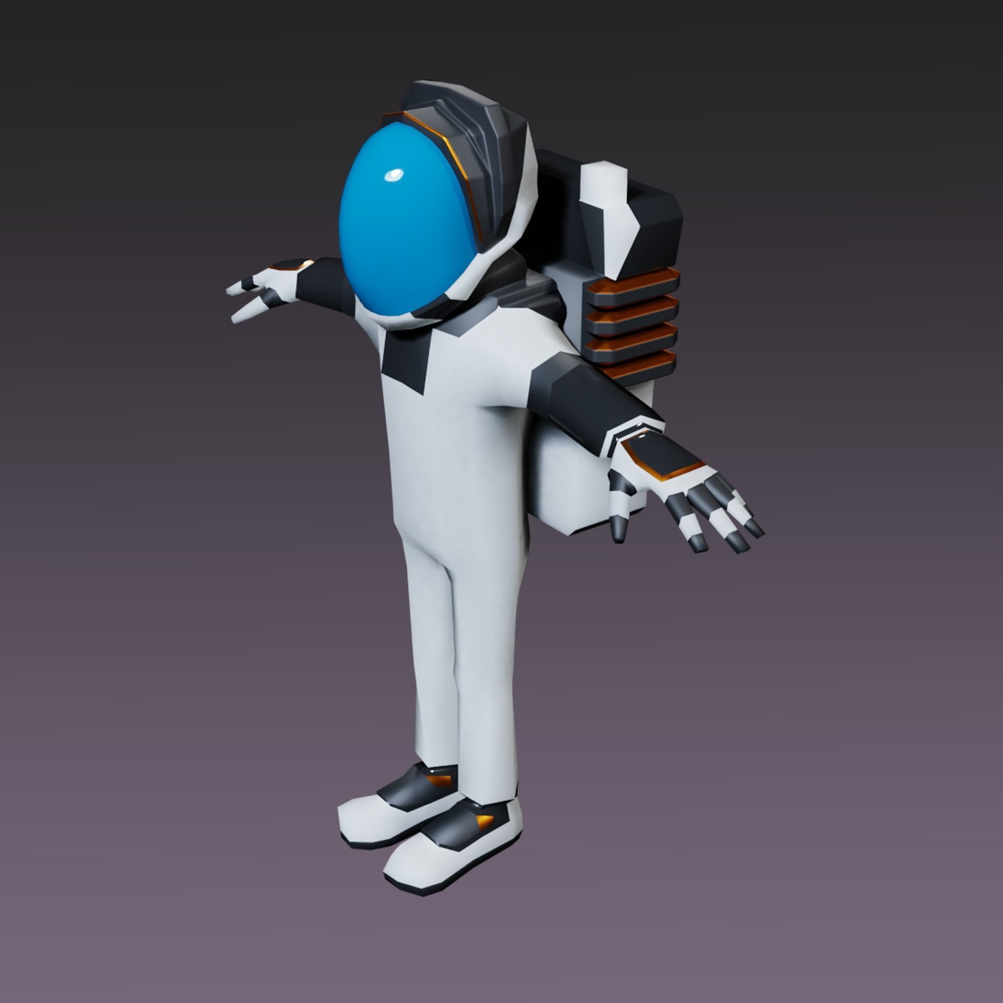 Stylized Astronaut Low-poly 3D model_3