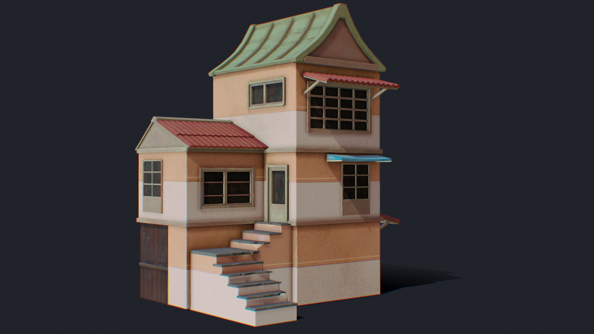 House of Color C Green Low-poly 3D model_10