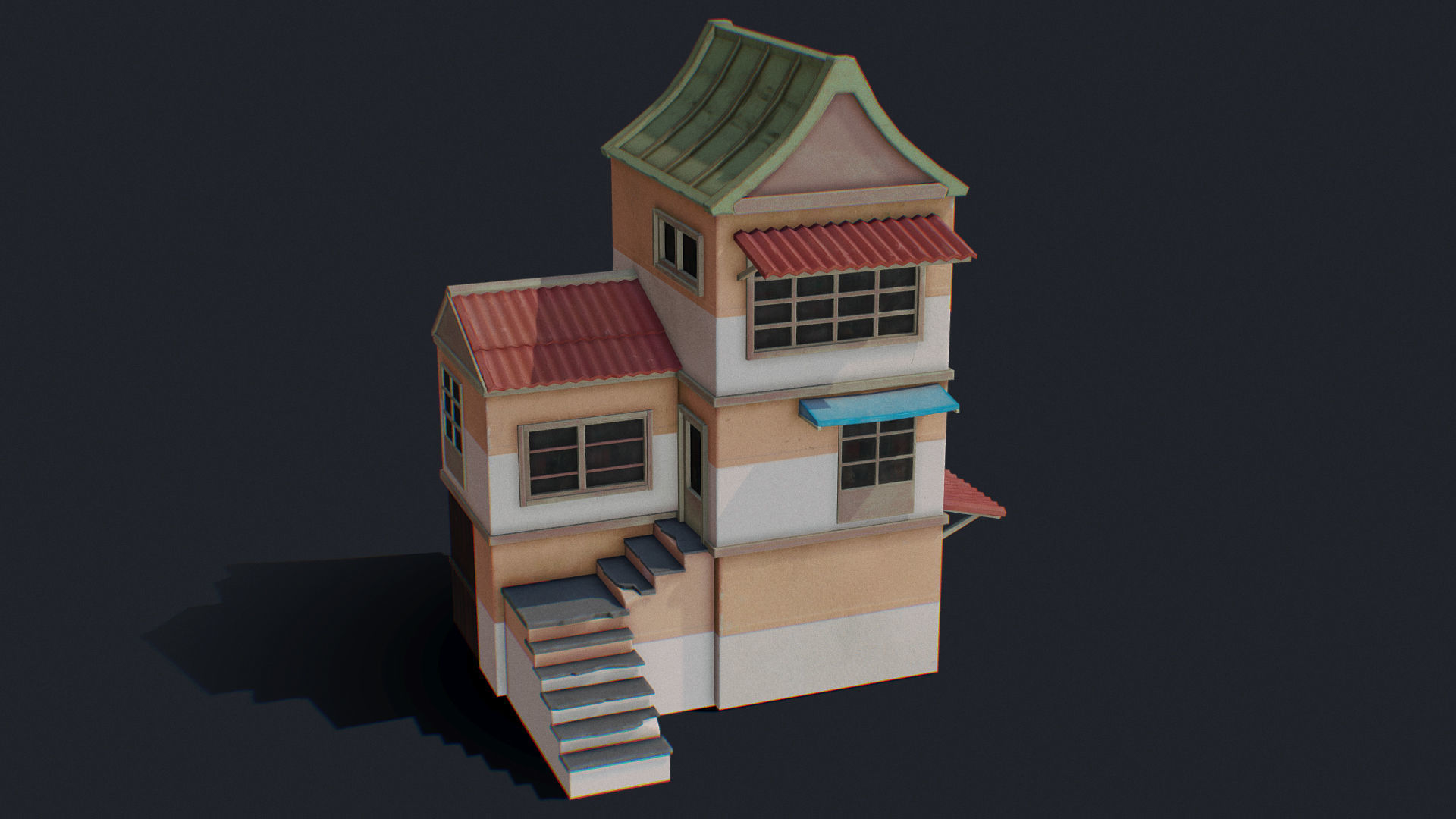 House of Color C Green Low-poly 3D model_3