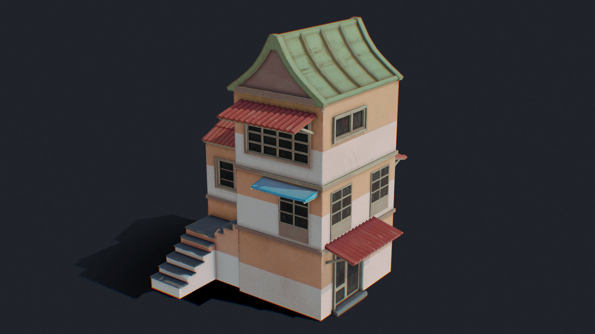 House of Color C Green Low-poly 3D model_2