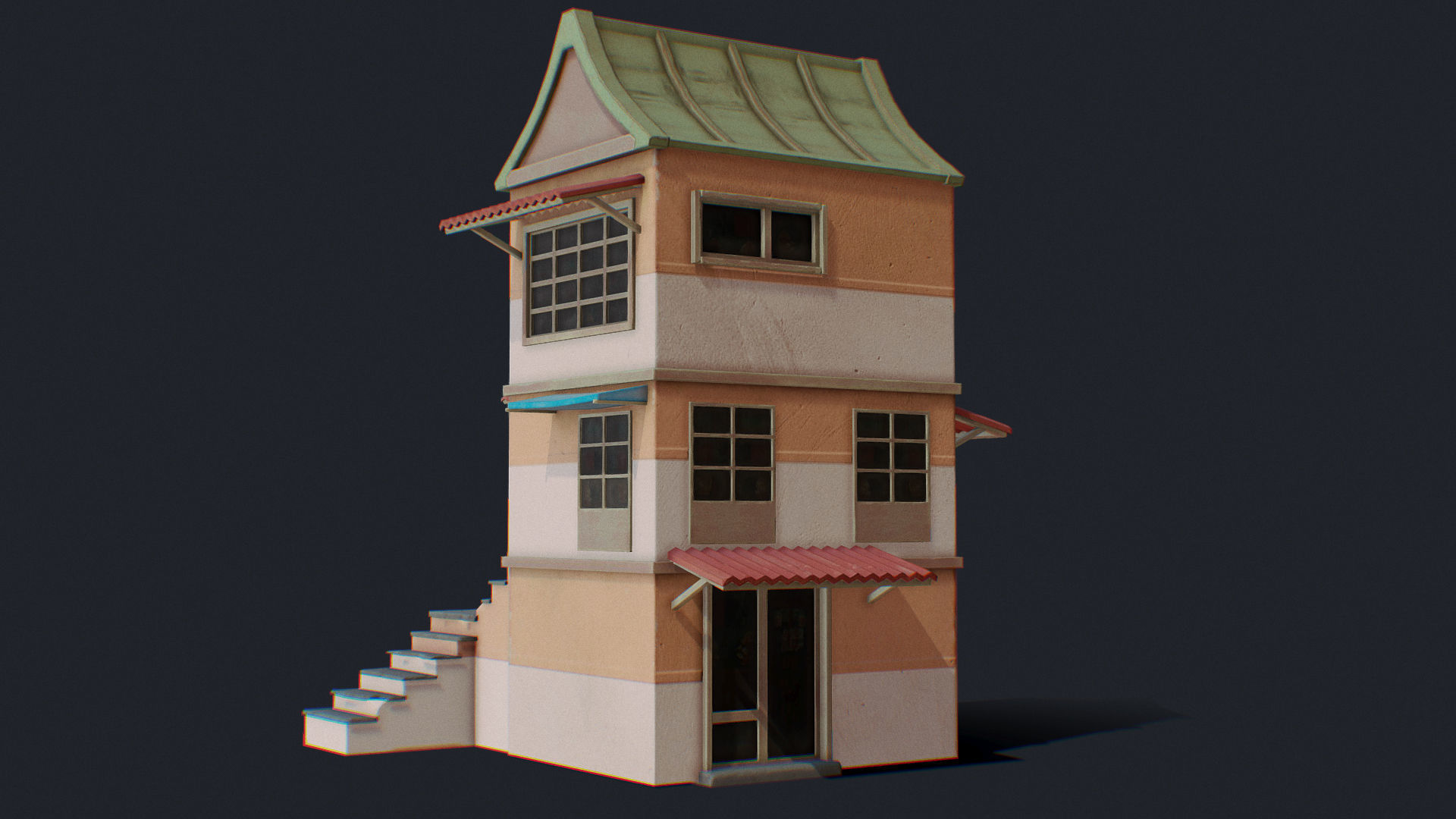 House of Color C Green Low-poly 3D model_11