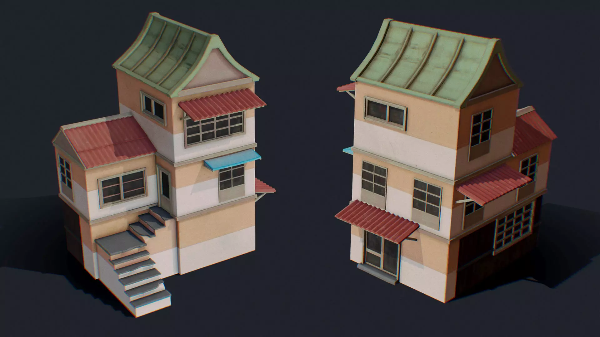 House of Color C Green Low-poly 3D model_0