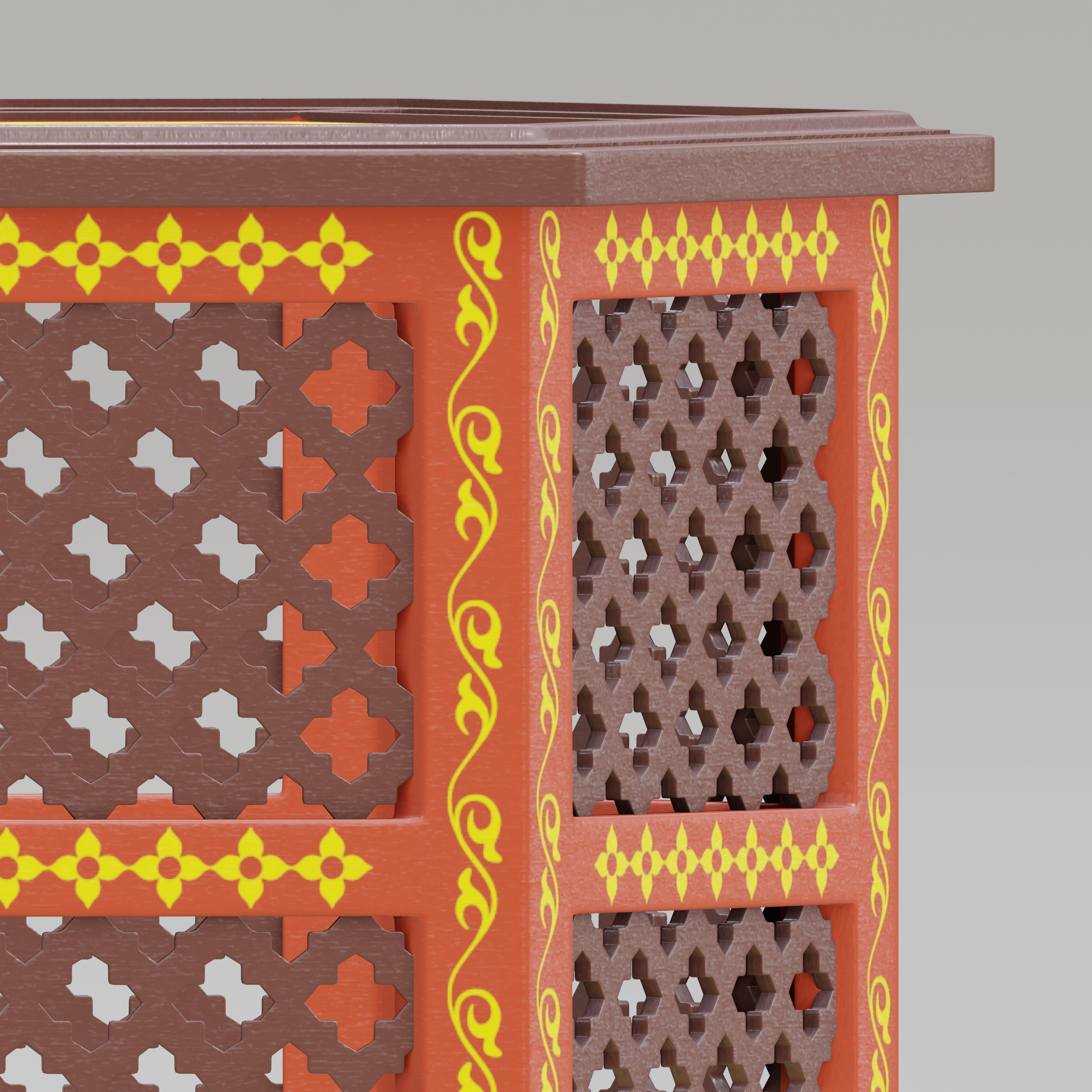 Hexagonal ornate Moroccan table 04 3D model_2