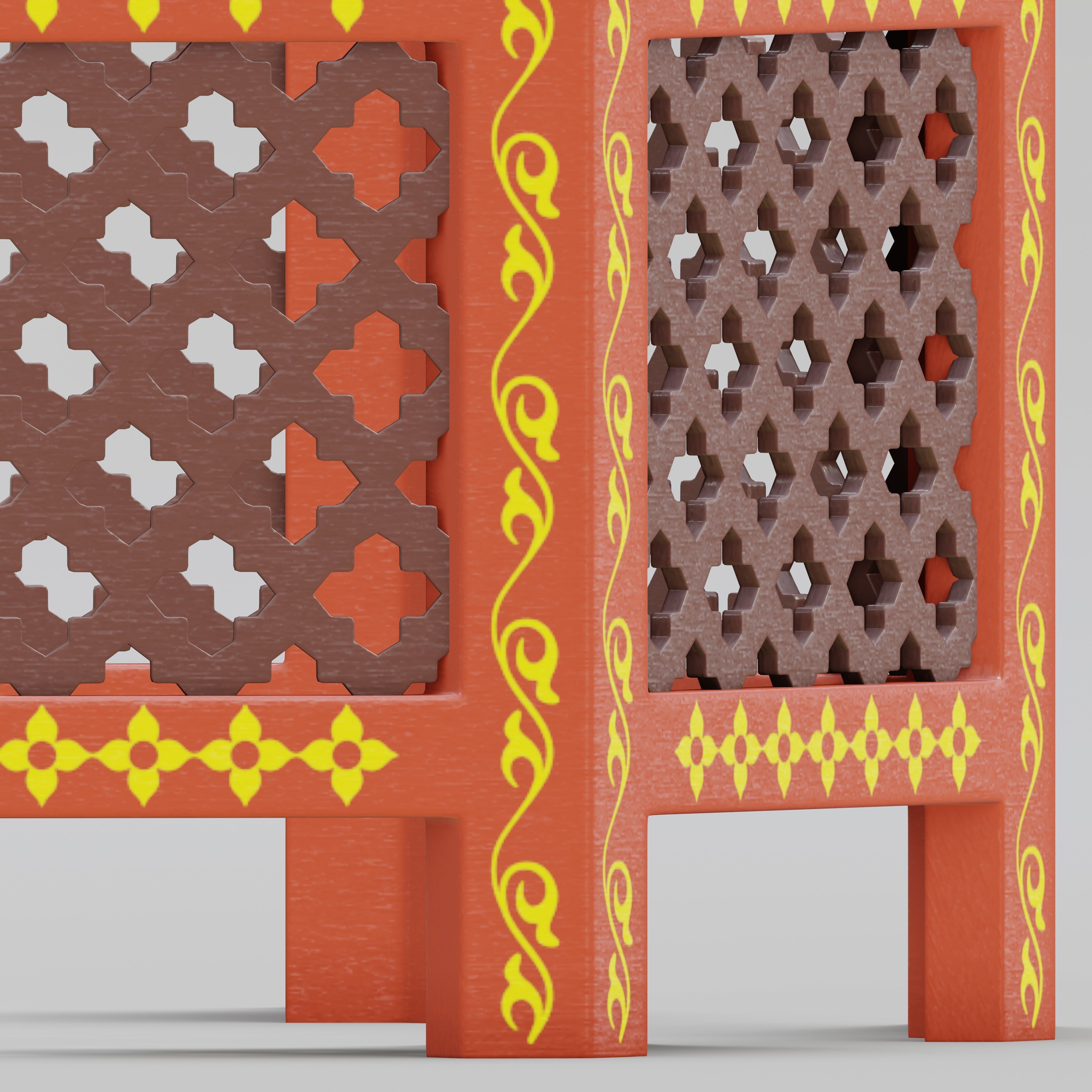 Hexagonal ornate Moroccan table 04 3D model_3