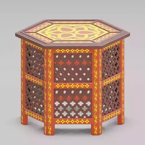 Hexagonal ornate Moroccan table 04
