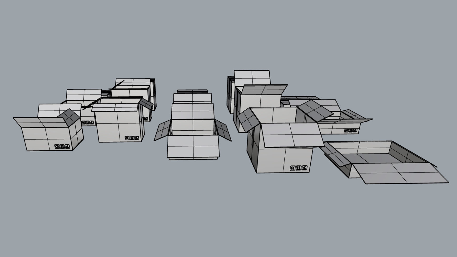 Cardboard boxes Collection 3D model_17