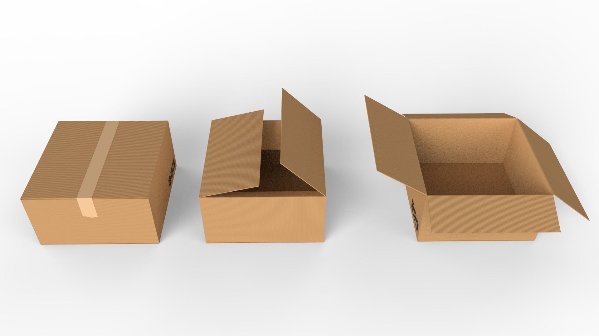 Cardboard boxes Collection 3D model_8