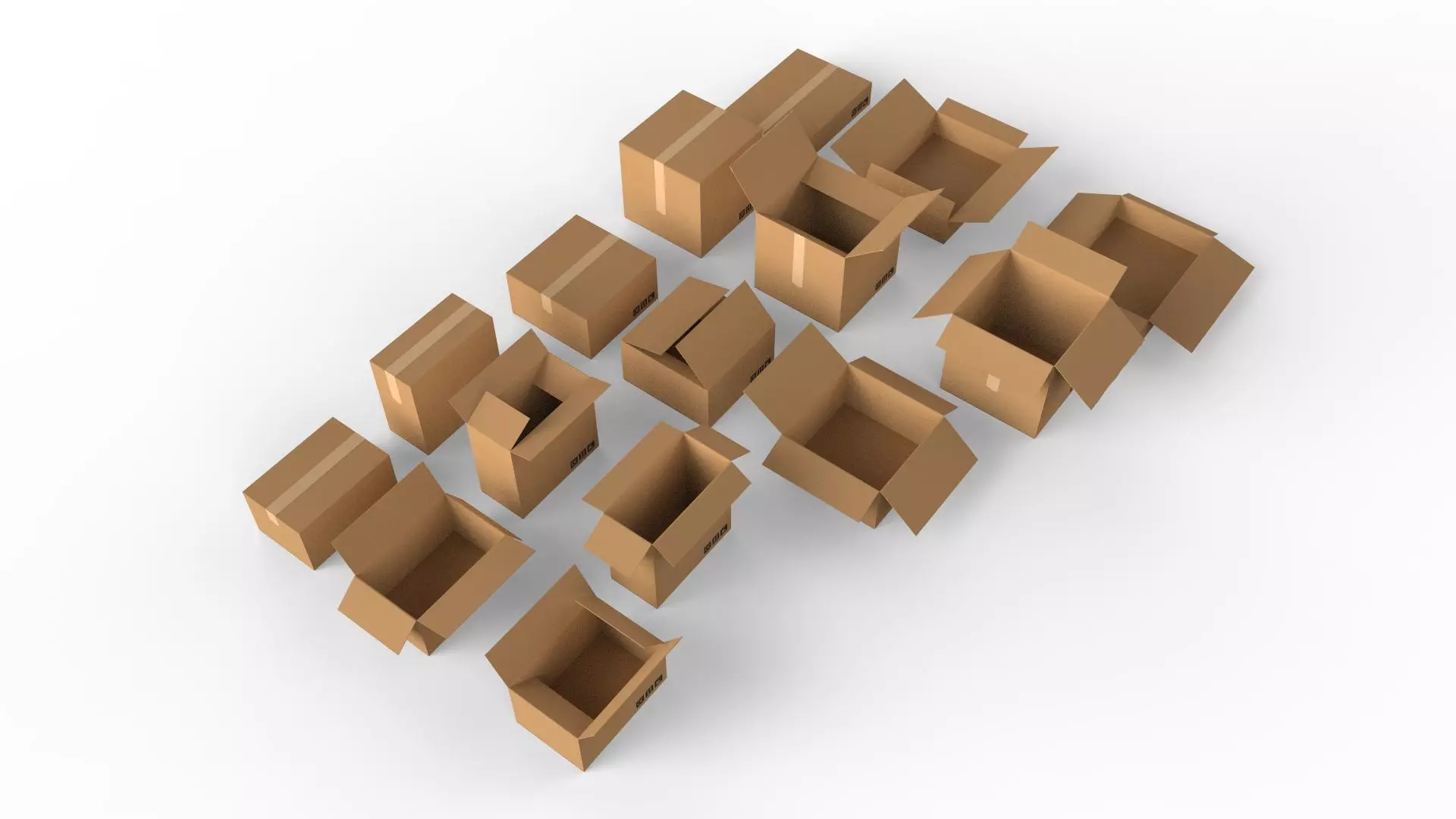 Cardboard boxes Collection 3D model_0