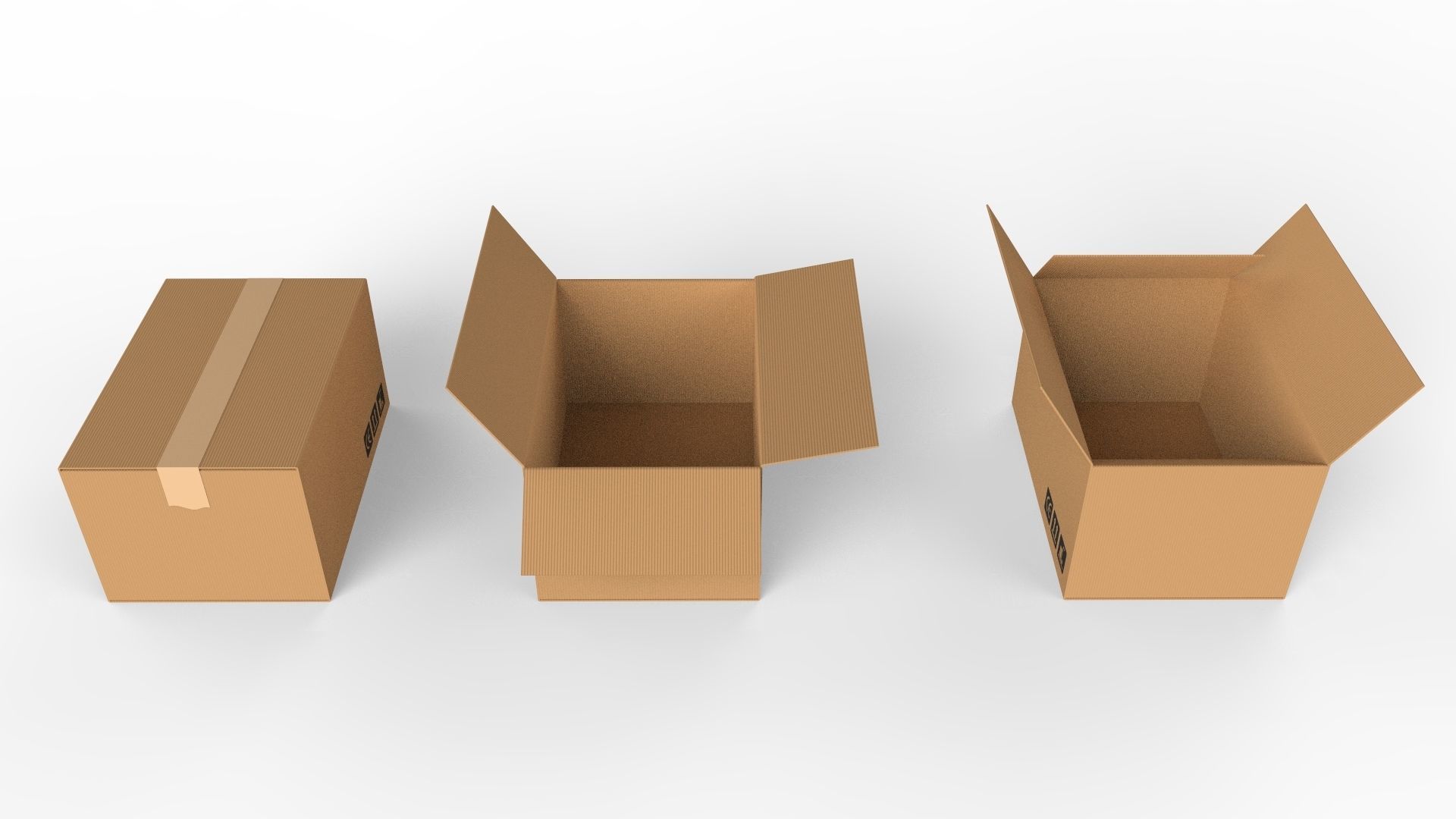Cardboard boxes Collection 3D model_2