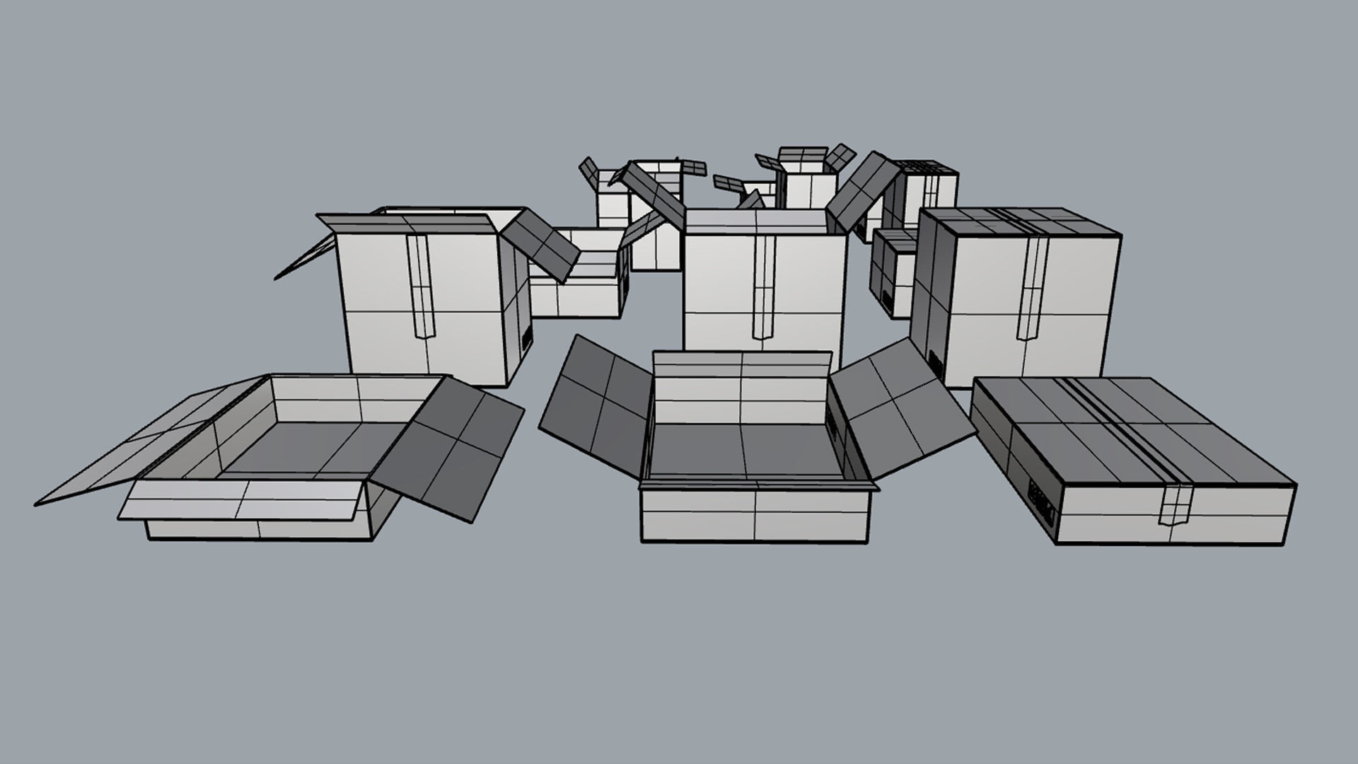 Cardboard boxes Collection 3D model_18