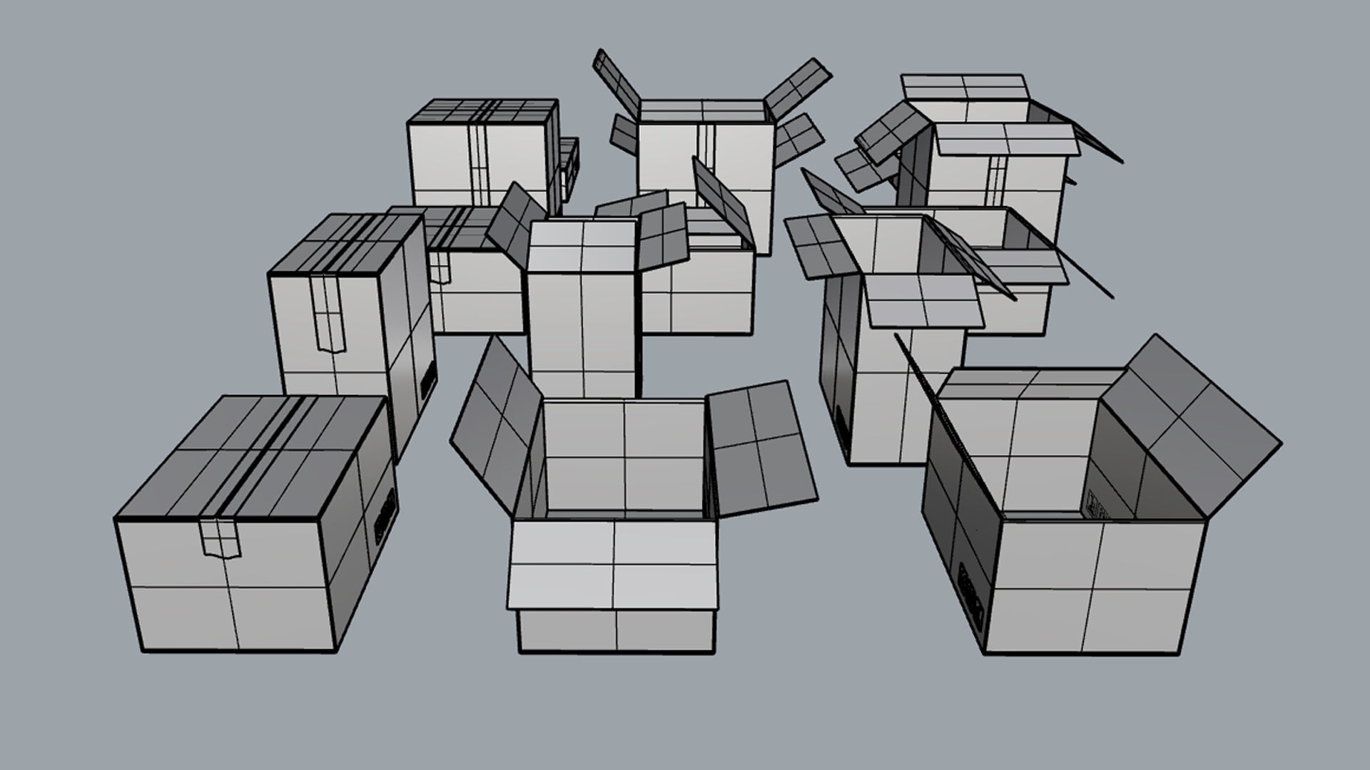 Cardboard boxes Collection 3D model_16