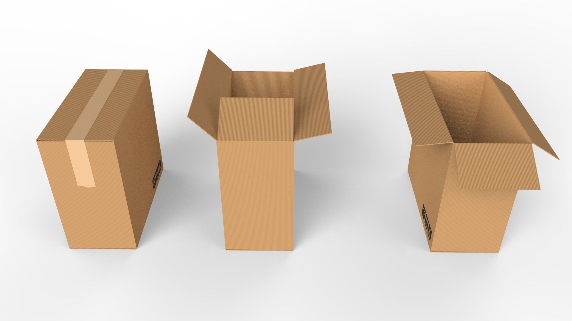 Cardboard boxes Collection 3D model_5