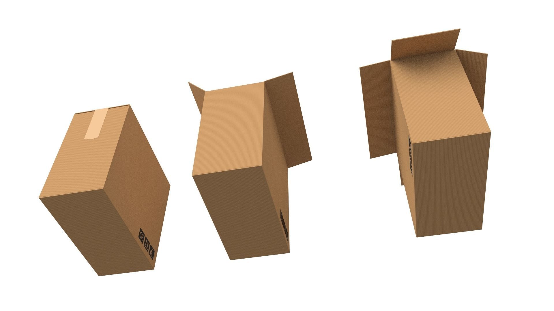 Cardboard boxes Collection 3D model_6