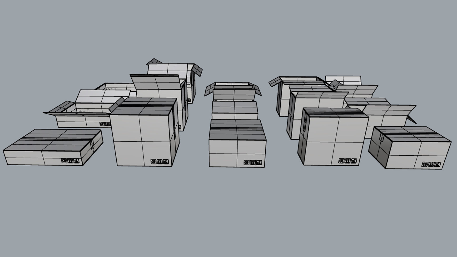Cardboard boxes Collection 3D model_19